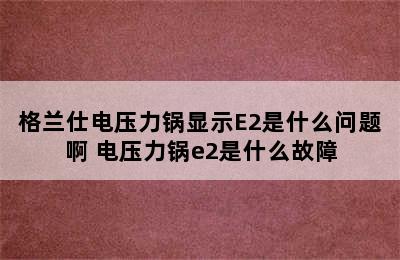 格兰仕电压力锅显示E2是什么问题啊 电压力锅e2是什么故障